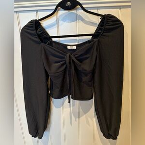 ARDENE Ladies Women’s Size Small Black Long Sleeve Tie Up Crop Top